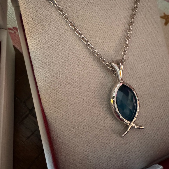 Sterling Silver Ithacus Blue Topaz Necklace & Earring Set. - Picture 6 of 7